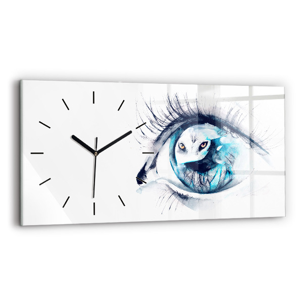 Horloge rectangulaire horizontale 'Illustration de l''œil de loup'