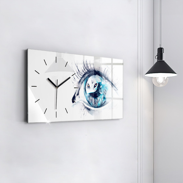 Horloge rectangulaire horizontale 'Illustration de l''œil de loup'