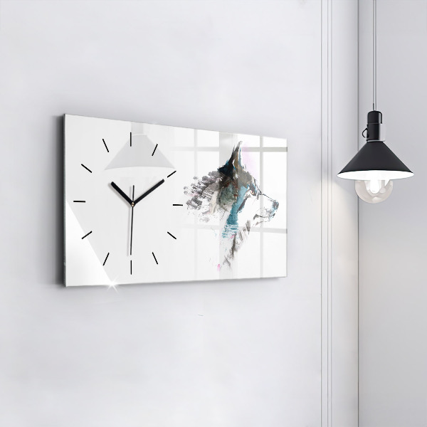 Horloge rectangulaire horizontale Profil de loup peint