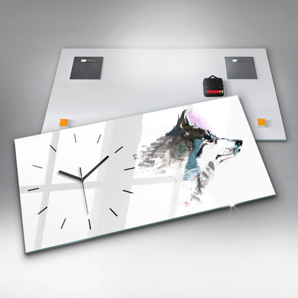 Horloge rectangulaire horizontale Profil de loup peint