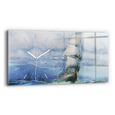 Horloge rectangulaire horizontale 'Un bateau sur l''eau'