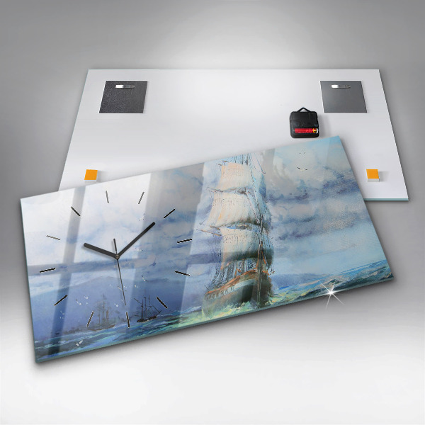 Horloge rectangulaire horizontale 'Un bateau sur l''eau'