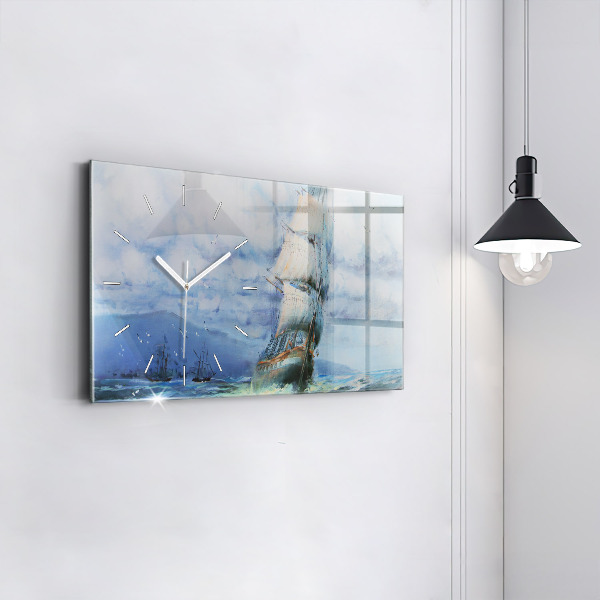 Horloge rectangulaire horizontale 'Un bateau sur l''eau'