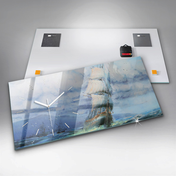 Horloge rectangulaire horizontale 'Un bateau sur l''eau'