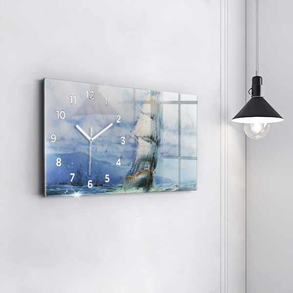 Horloge rectangulaire horizontale 'Un bateau sur l''eau'