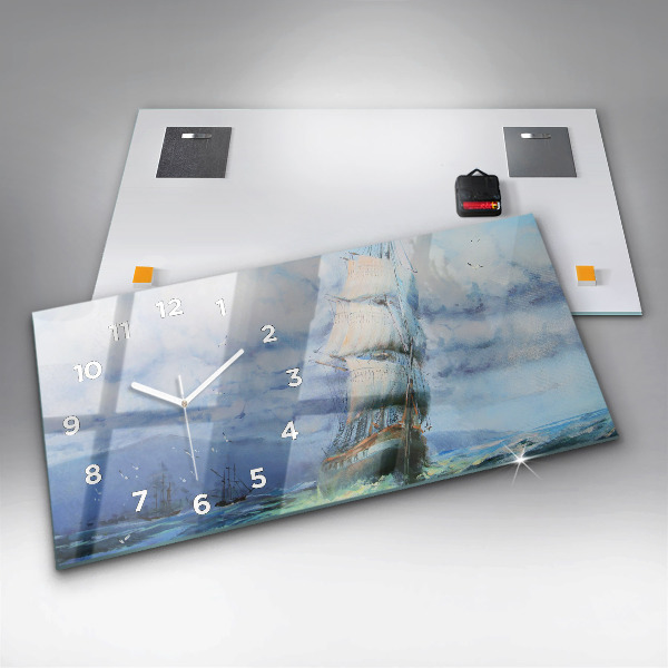 Horloge rectangulaire horizontale 'Un bateau sur l''eau'