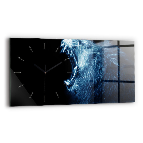 Horloge rectangulaire horizontale Le langage corporel du lion sauvage