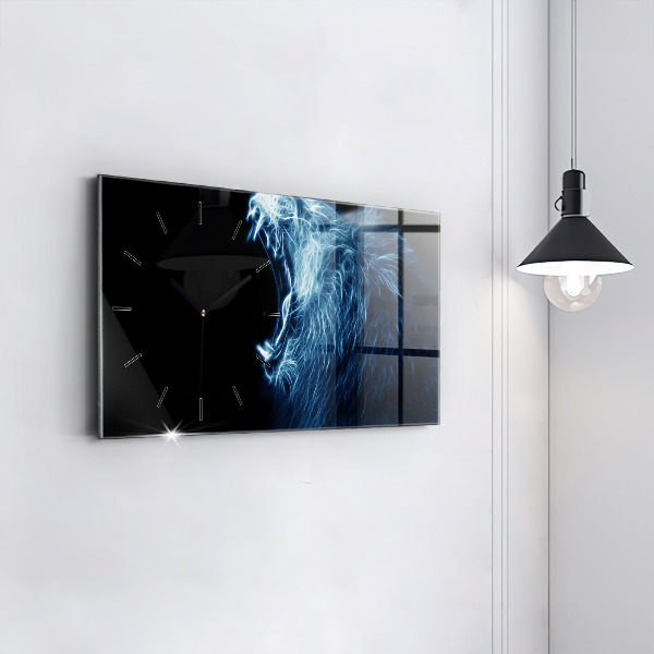 Horloge rectangulaire horizontale Le langage corporel du lion sauvage