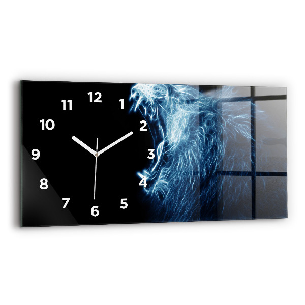 Horloge rectangulaire horizontale Le langage corporel du lion sauvage