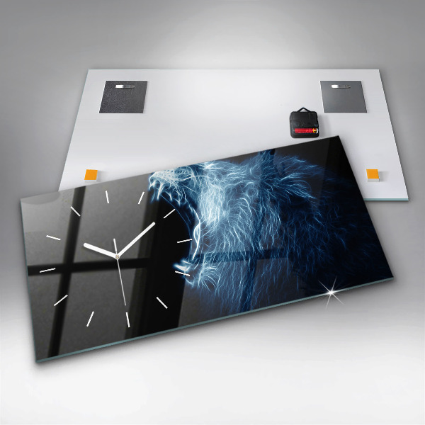 Horloge rectangulaire horizontale Le langage corporel du lion sauvage