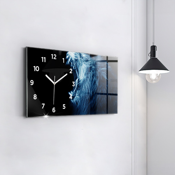 Horloge rectangulaire horizontale Le langage corporel du lion sauvage