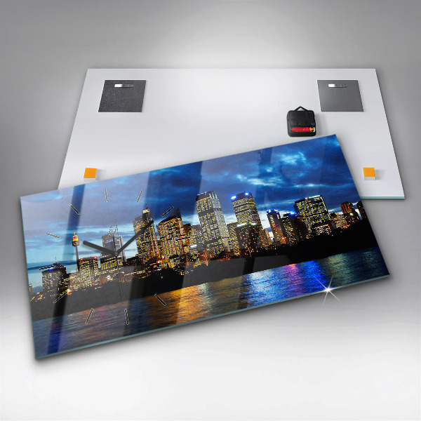 Horloge rectangulaire horizontale Sydney le soir