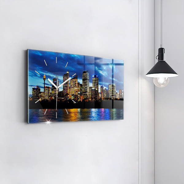 Horloge rectangulaire horizontale Sydney le soir