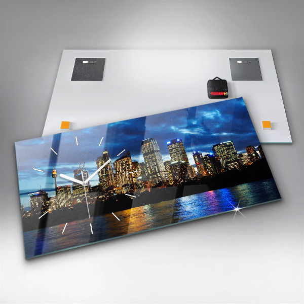 Horloge rectangulaire horizontale Sydney le soir