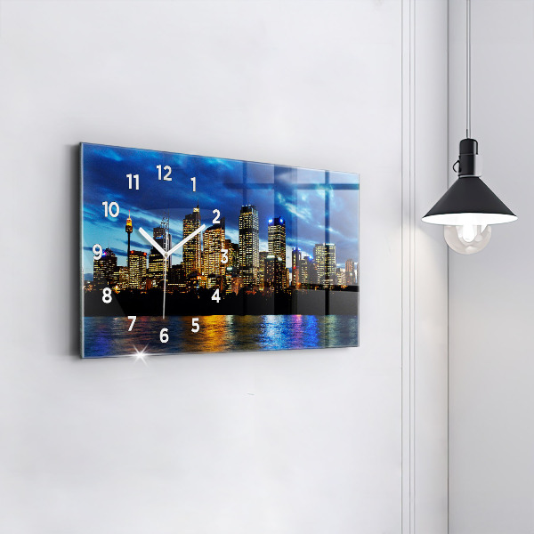 Horloge rectangulaire horizontale Sydney le soir