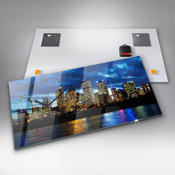 Horloge rectangulaire horizontale Sydney le soir