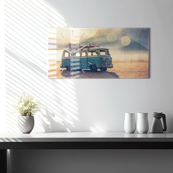 Horloge rectangulaire horizontale Camping-car sur la plage
