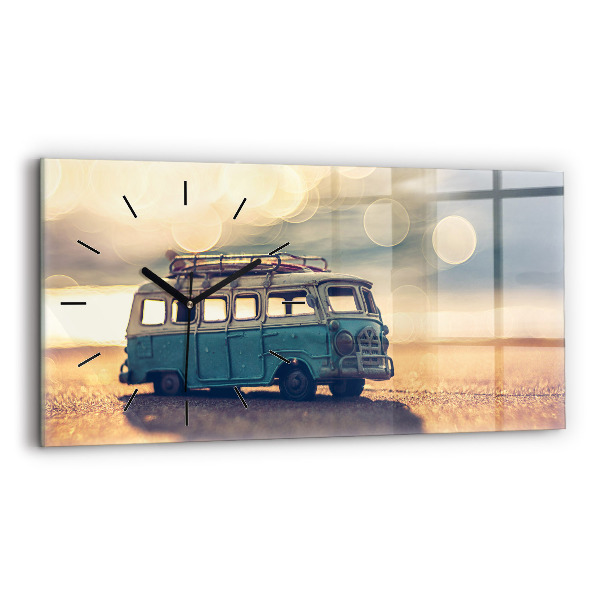 Horloge rectangulaire horizontale Camping-car sur la plage