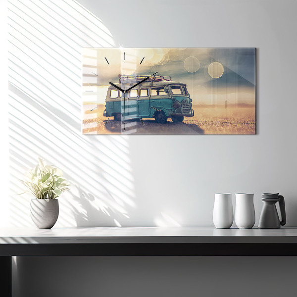 Horloge rectangulaire horizontale Camping-car sur la plage