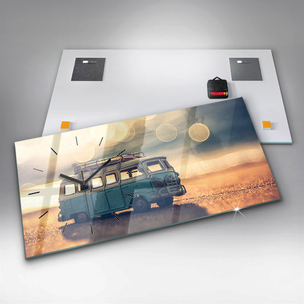 Horloge rectangulaire horizontale Camping-car sur la plage