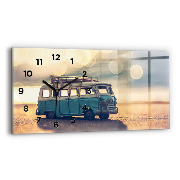 Horloge rectangulaire horizontale Camping-car sur la plage