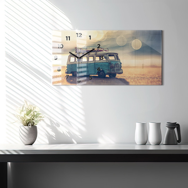 Horloge rectangulaire horizontale Camping-car sur la plage