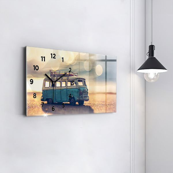 Horloge rectangulaire horizontale Camping-car sur la plage