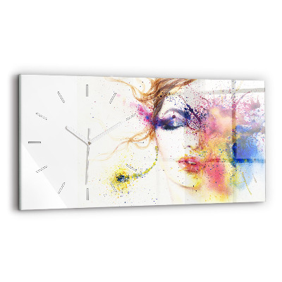 Horloge rectangulaire horizontale 'Portrait d''une femme mystérieuse'