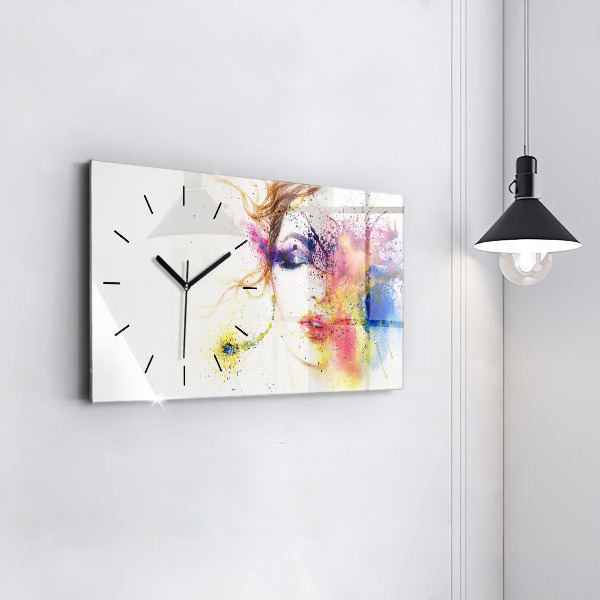 Horloge rectangulaire horizontale 'Portrait d''une femme mystérieuse'