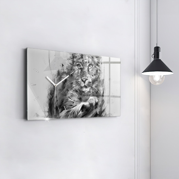 Horloge rectangulaire horizontale Lion peint