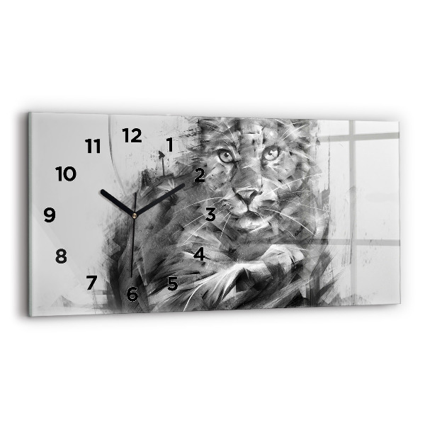 Horloge rectangulaire horizontale Lion peint