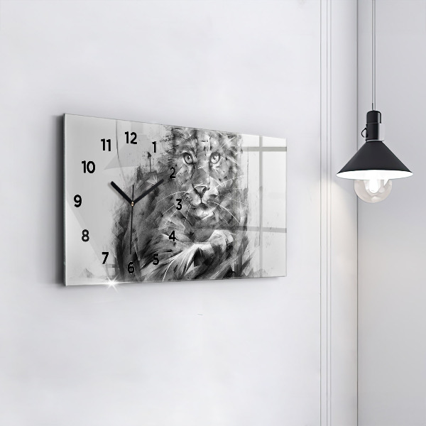 Horloge rectangulaire horizontale Lion peint