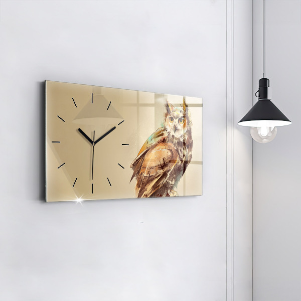Horloge rectangulaire horizontale Hibou - un signe de sagesse
