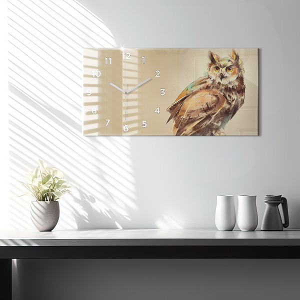 Horloge rectangulaire horizontale Hibou - un signe de sagesse