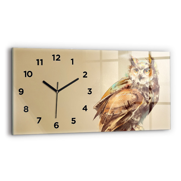 Horloge rectangulaire horizontale Hibou - un signe de sagesse