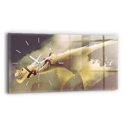Horloge rectangulaire horizontale Illustration de cavalier de dragon