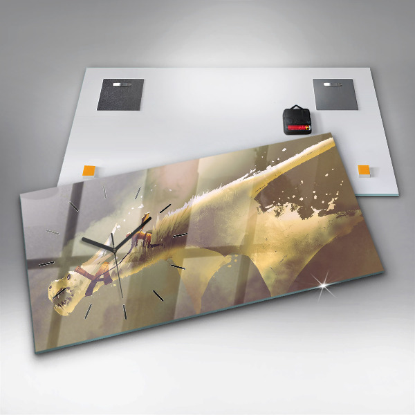 Horloge rectangulaire horizontale Illustration de cavalier de dragon