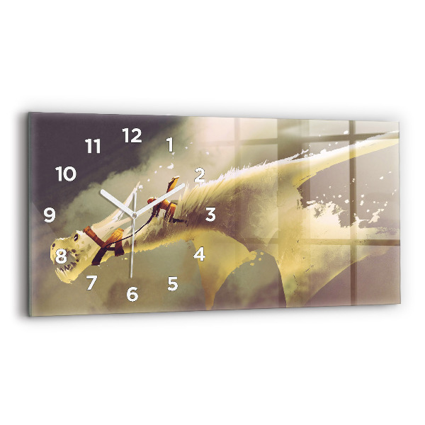 Horloge rectangulaire horizontale Illustration de cavalier de dragon