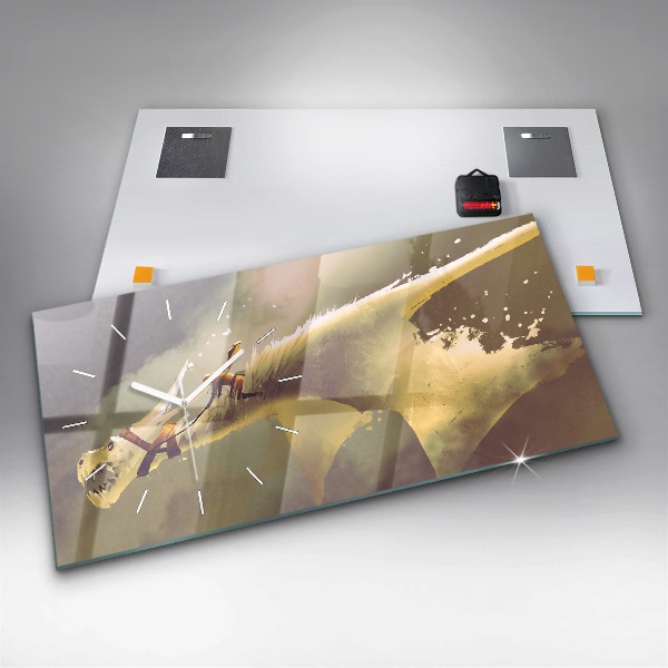Horloge rectangulaire horizontale Illustration de cavalier de dragon