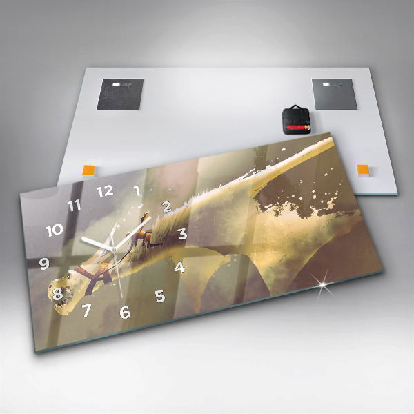 Horloge rectangulaire horizontale Illustration de cavalier de dragon