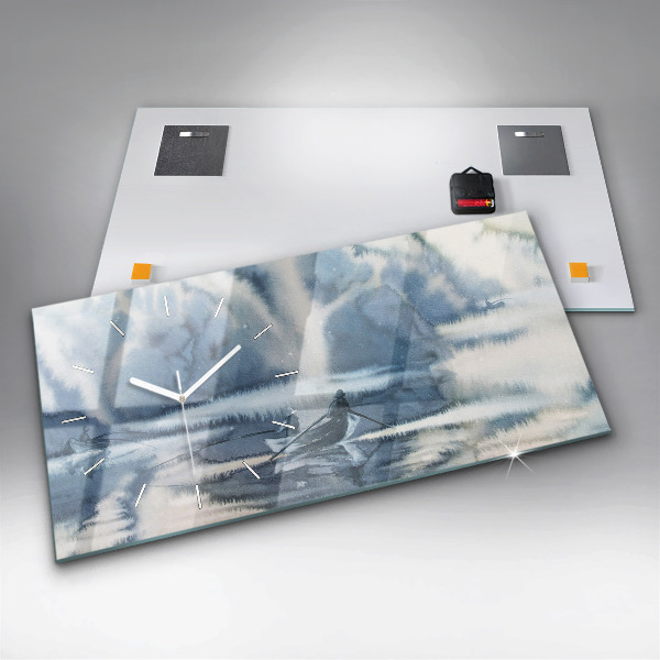 Horloge rectangulaire horizontale 'Lac d''hiver de Łódka'