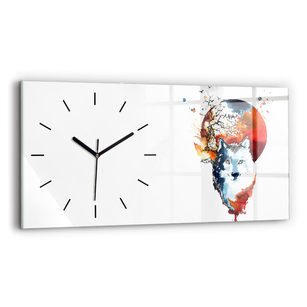 Horloge rectangulaire horizontale Pleine Lune et Luna du Loup-Garou