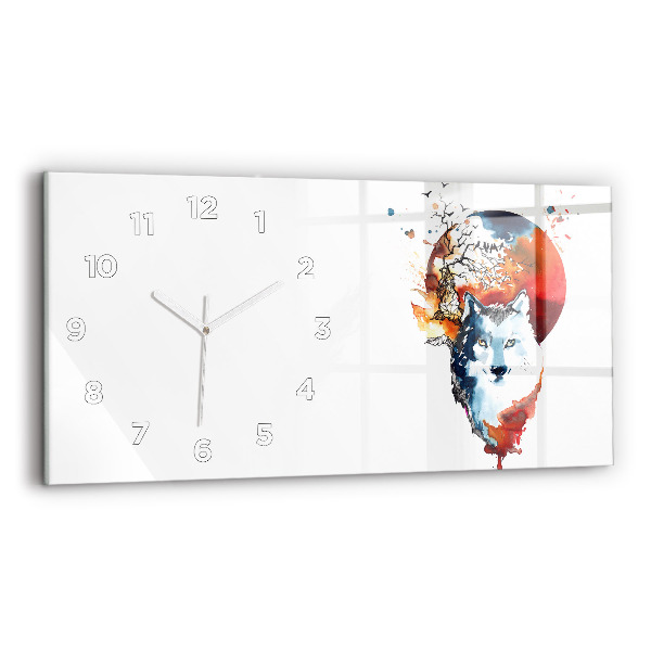 Horloge rectangulaire horizontale Pleine Lune et Luna du Loup-Garou