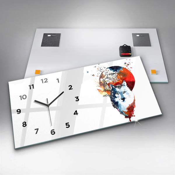 Horloge rectangulaire horizontale Pleine Lune et Luna du Loup-Garou