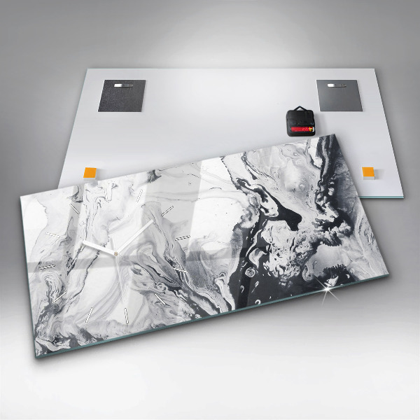 Horloge rectangulaire horizontale 'Marbre à l''encre abstrait'