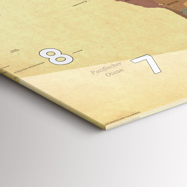 Horloge rectangulaire horizontale Carte du monde vintage