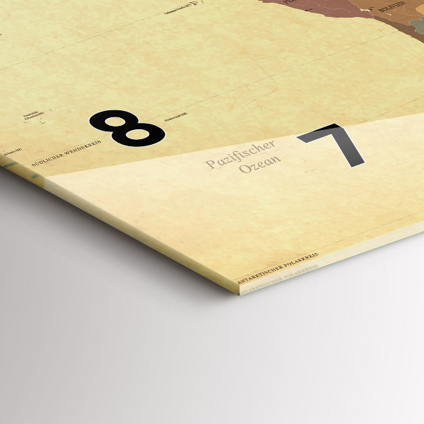 Horloge rectangulaire horizontale Carte du monde vintage