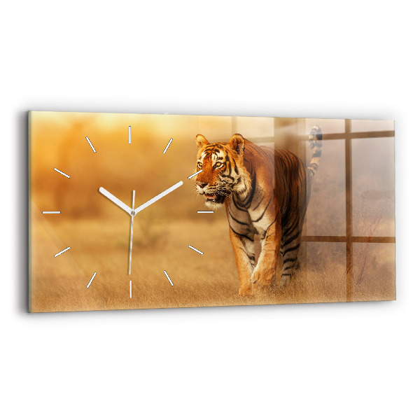 Horloge rectangulaire horizontale Chasse au tigre