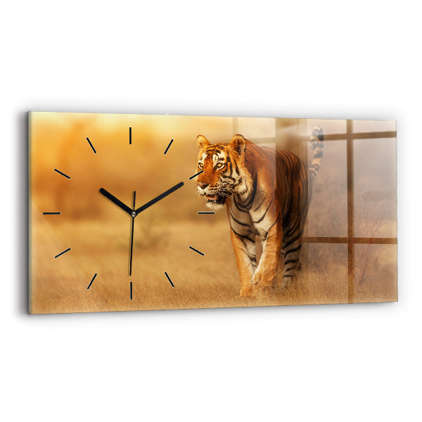 Horloge rectangulaire horizontale Chasse au tigre