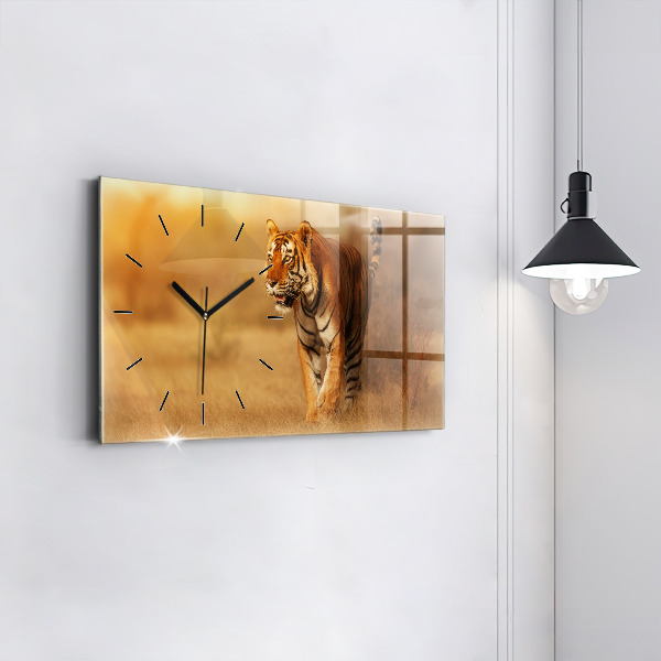 Horloge rectangulaire horizontale Chasse au tigre